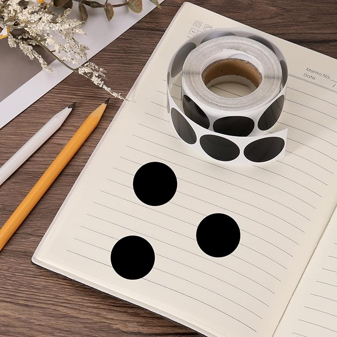 uxcell 500pcs Black Round Stickers Roll 1 Inch Self-Adhesive Stickers Coding Label Removable for DIY Crafts Homework, Office, Shop, Home, Classroom Marking