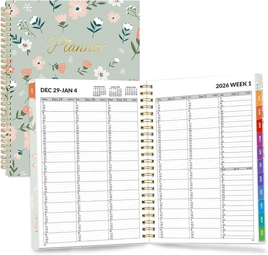 SUNEE 2026 Appointment Book, Quarter-Hourly, Weekly & Monthly - from January 2026 - December 2026, 8.5"x11" Weekly Planner, Flexible Cover, Note Pages, Pockets, Bookmark, Spiral Binding,