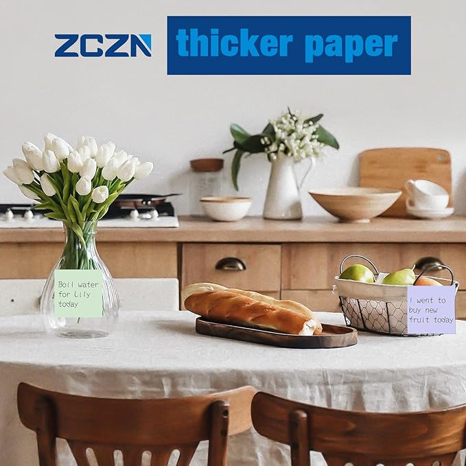 ZCZN 400 Sheets Pop-up Sticky Notes, 3 x 3 Inches, 4 Pads Bright Color Self-Stick Notes, 100 Sheets/Pad, Black