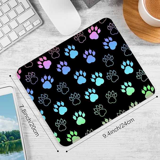Dog Paw Square Mouse Pad,Non-Slip Rubber Base Mouse Pad,Home Office Decoration Desktop Accessory,Laptop Mouse Pad for Office Laptops,9.4x7.8x0.12inch 3