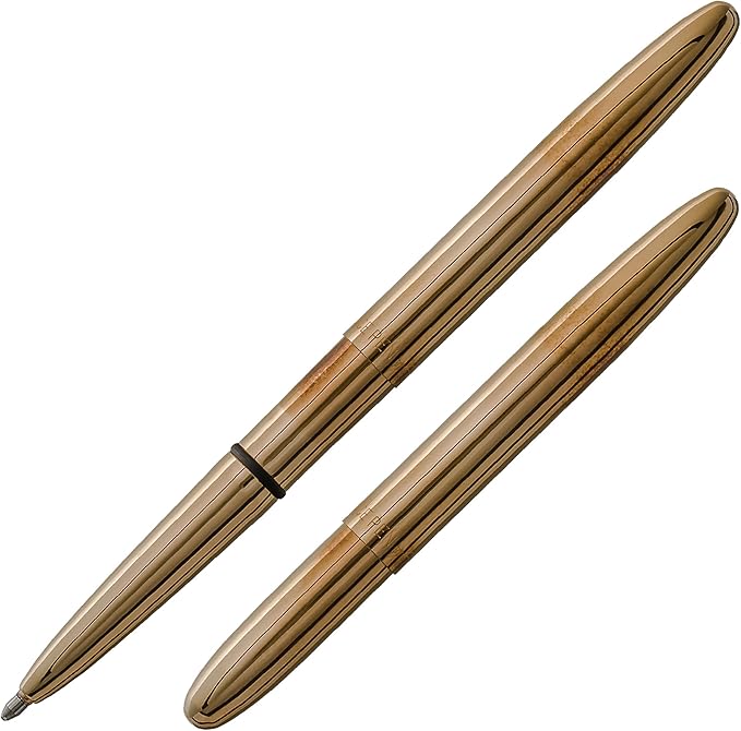 Fisher Space Pen Bullet Space Pen, Brass Alloy Pressurized Ballpoint Pen, Compact Pocket Size, Writes Upside Down and in Extreme Temperatures, Smooth Black Ink, Medium Point, Gift Box, Made in the USA