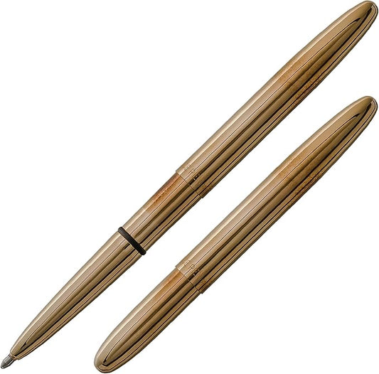 Fisher Space Pen Bullet Space Pen, Brass Alloy Pressurized Ballpoint Pen, Compact Pocket Size, Writes Upside Down and in Extreme Temperatures, Smooth Black Ink, Medium Point, Gift Box, Made in the USA