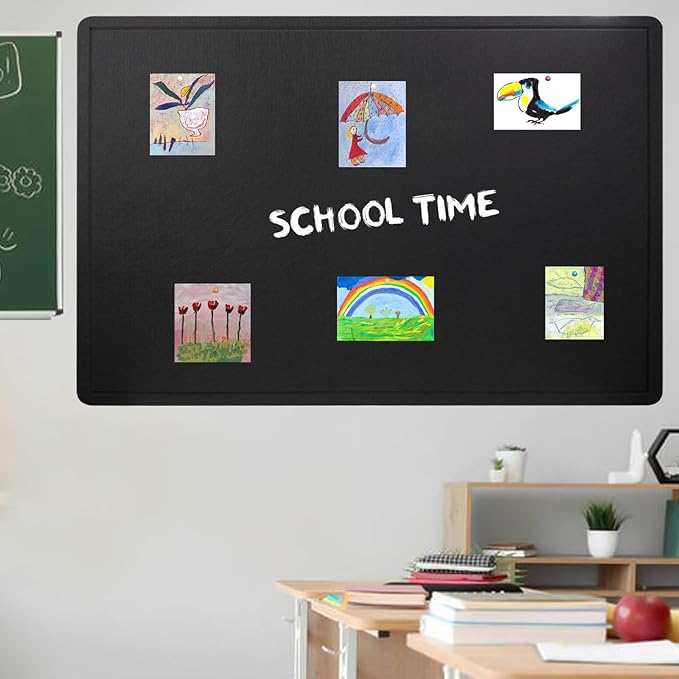 Large Bulletin Board - 60 X 36 inches Cork Board with 30 Pushpin, 5' x 3' Cork Board for Walls Pin Board, Self-Adhesive Felt Board Vision Board Foldable Photo Board for Wall - Black