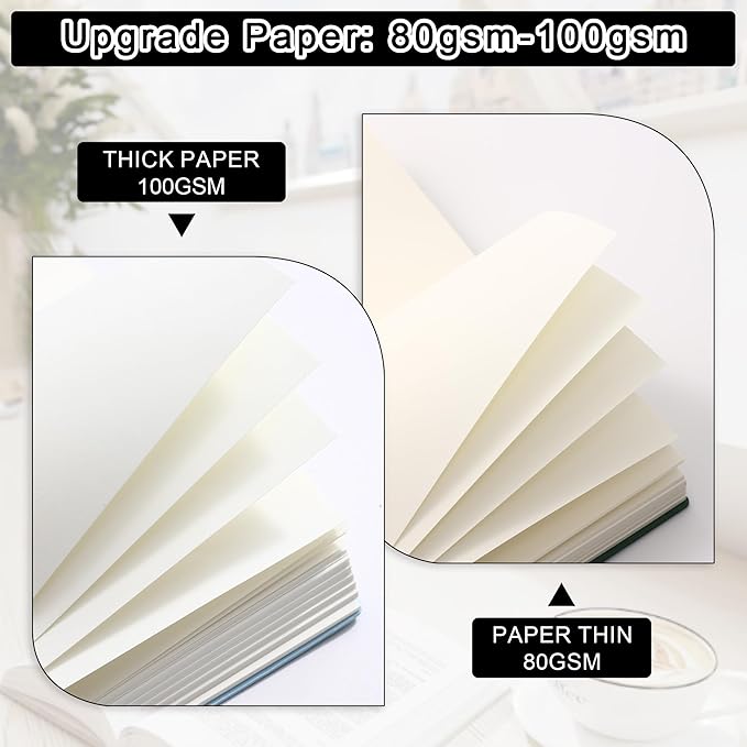 DreamDove Thick Blank Journal Notebook 400Pages Hardcover Sketch Book Notebook Blank Journal Unlined No Lines Soft Leather Cover A6 (3.9 × 5.5) Journal Leather Notepad Drawing Book Memo Writing Sketch Pad Diary Notebook (Light Cyan-400 Page)