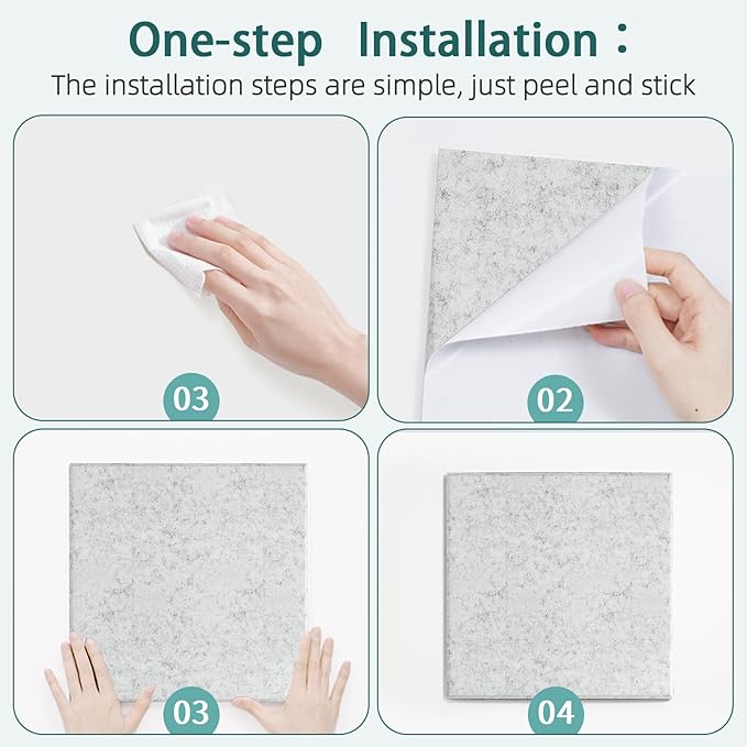Felt Cork Board for Wall: Extra Large Bulletin Board for Office - 0.5 Inch Thick Corkboard Tiles 4 PCS Grey Pin Board Squares Adhesive