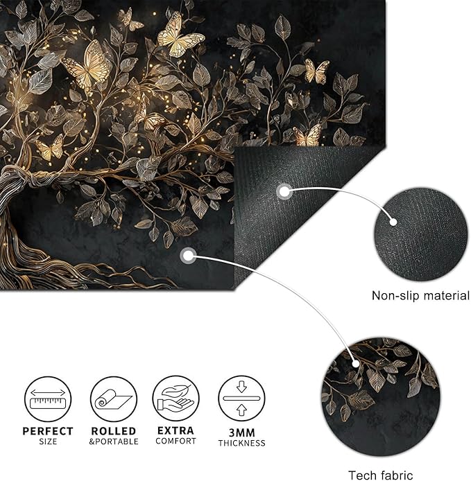 Large Mouse Pad Gaming Mousepad 31.5 x 11.8 Inch Keyboard Desktop Mat Diatomite XL Mouse Pad for Home and Office Desk Accessories with Golden Tree Butterfly Glow Artwork Diatomite