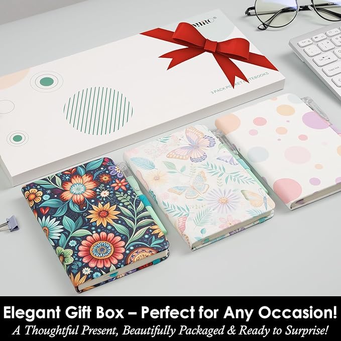 Pocket Journal Notebook for Women Girls, 3 Pack Small Mini Notebook Journals with Pen, A6 (3.7" x 5.7") Leopard Cover Lined Notepad with 100GSM Thick Paper, Office Home School Supplies