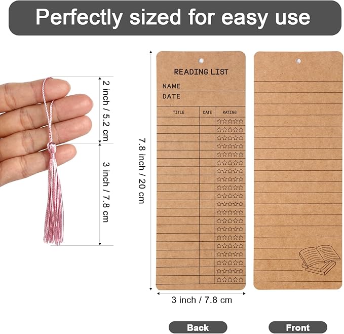 50 Pack Read Across America Bookmarks with Tassels - Bulk Reading Tracker & Log for Students - 3x8 Inch Classroom Rewards for Literacy Week, Teachers, School Library - Reading Challenge Prizes (Brown)