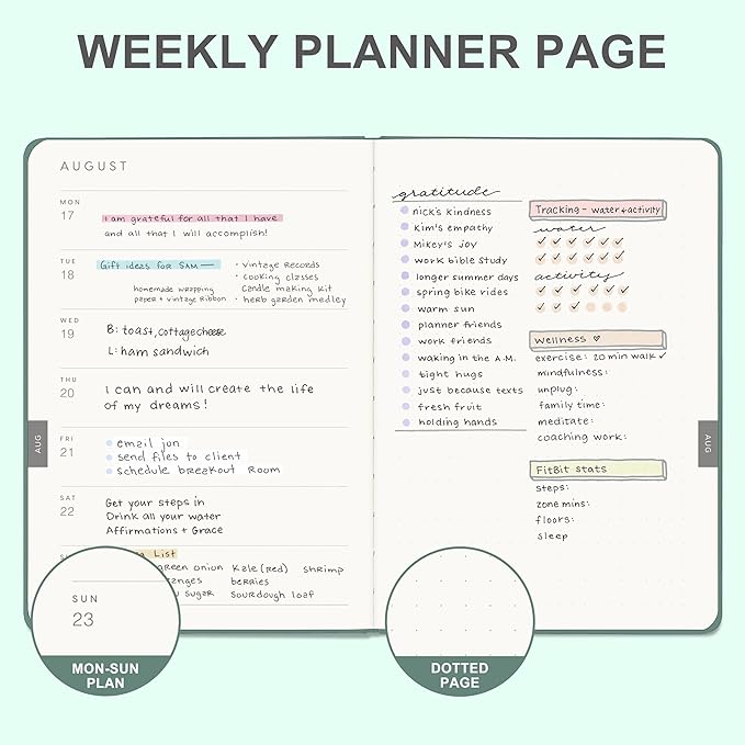 And Per Se 2026 Planner-Daily, Weekly & Monthly Leather Hardcover Planner, 5.7" x 8", Daily Schedule, 100 GSM Thick Paper, Back Pocket(Forest Green)