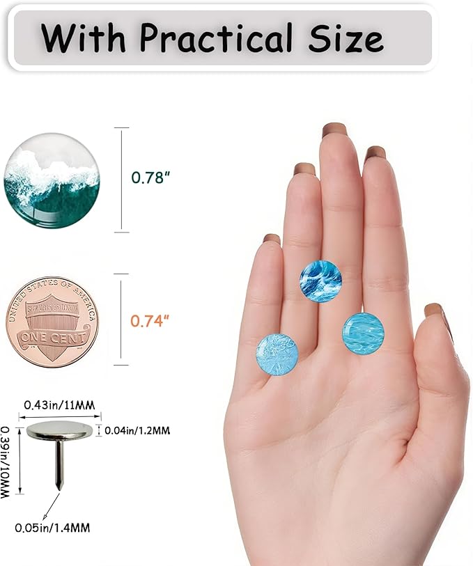 Ocean Decorative Push Pins, Thumb Tacks for Bulletin Board, Bulletin Board Decorations,Photos Wall Maps,Cute Thumbtack for Desk Accessories,Classroom Decor, Office Decor and Home(Ocean-24)