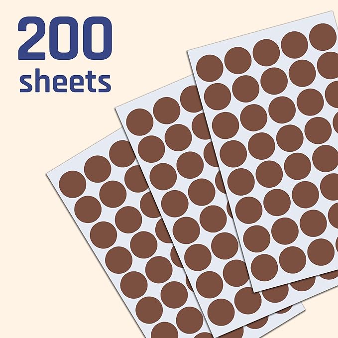 8000 Pack, 3/4" Round Dot Stickers Circle Labels - Brown