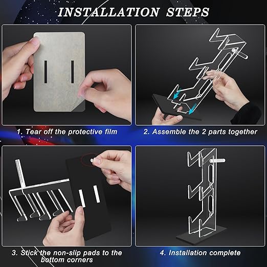 FYY Game Controller Holder 3 Tiers - Universal Dual Controller Stand Headphone Holder, Acrylic Black Controller Display Stand Compatible with Nintendo Switch Xbox PS5 PS4, Desk Mounts for Controller