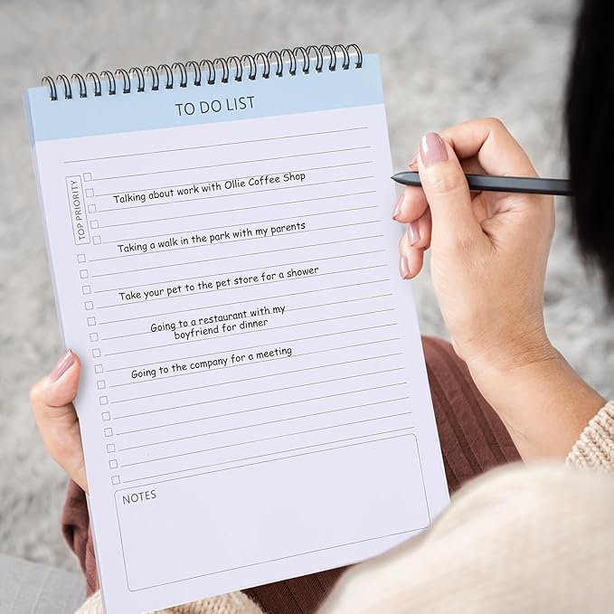 Kisston 4 Pcs to Do List Notebook Daily Planning Pad Spiral Book 8.5 x 11 Inches Activity Log Notepad Daily Activity Log Record Book for Work Boosting Productivity