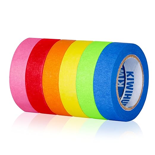Colored Masking Tape, Colored Painters Tape, 6-Pack,0.6" x13Yard Kids Craft Supplies Colored Tape, Craft Tape,Labeling Tape, for DIY Decorative, Art Supplies, Office or Teaching Supplies