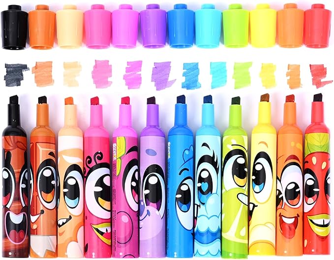 Scentos Fruit Scented Chisel Tip Markers, 12 Pack, Kid Approved, Super Washable, for Posters and Science Fairs, Assorted Colors