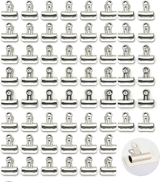 Medium Bulldog Clips, 60 Pcs, 1 Inch, Silver, 25 mm, Hinge Paper Clips, Metal Clamps for Crafts, Food Bags, Drawings, Photos