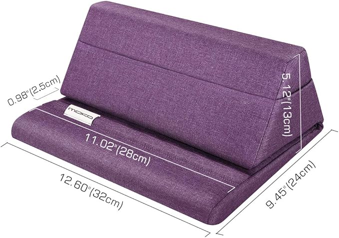 MoKo Tablet Pillow Stand, Soft Bed Pillow Holder, Fits up to 11" Pad, Fit with iPad 10.2"(8th Gen), New iPad Air 4 10.9"/ Air 3, iPad Pro 11/10.5/9.7, Mini 5 4, Galaxy Tab S6/ S7 11", Purple