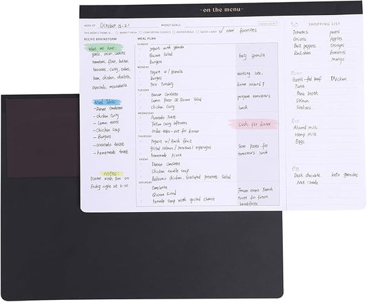 Weekly Meal Planner with Recipes and Grocery List Magnetic Notepad For Fridge - 8.5x11'' Menu Planning Pad With 54 Sheets Tear Off Shopping List For Family Dinner Menu and Meal Prep Planning