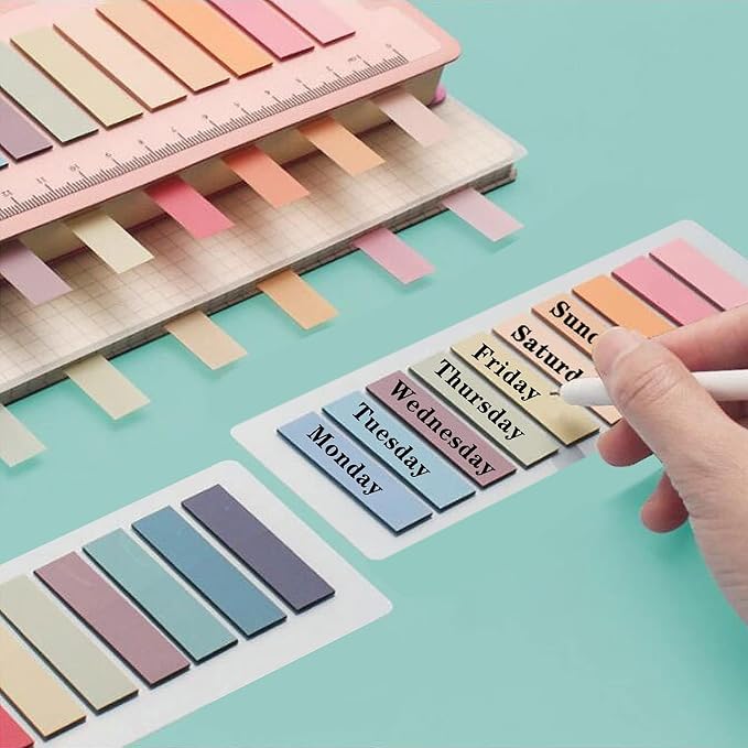 ELII 600 Pcs Page Markers Sticky Index Tabs,Transparent Sticky Notes,Morandi Book Page Tabs, Writable and Repositionable Flag Tabs Stickers