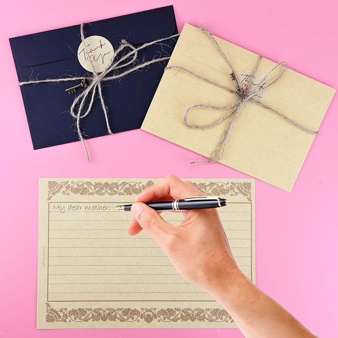 Dxhycc Vintage Stationary Paper and Envelopes Set, Aged Paper Writing Paper Stationery Set for Writing Printing