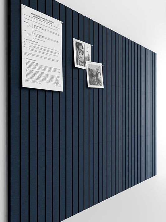 Bumusty Large Cork Board Alternative-48 x 36" Felt Bulletin Board Tiles, with 30 Pushpins, 70 Adhesive Tabs, 12-Pack Slat Wall Paneling, Cork Boards for Office Push Pin Board Felt Board-Carbon Blue