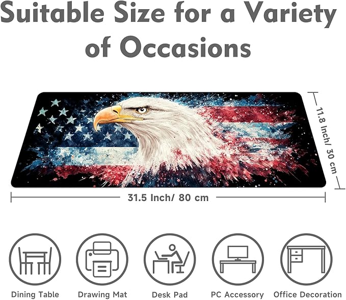 Desk Mat Mouse Pad Gaming Desk Pad XL Large Mouse Mat Office Decor Accessories (Eagle Flag)