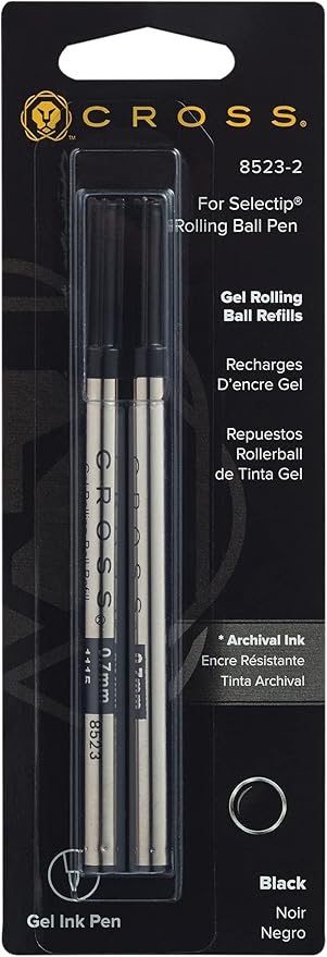 Cross Selectip Gel Rollerball Pen Refill, Medium Point, Black, 2-Pack (8523-2)