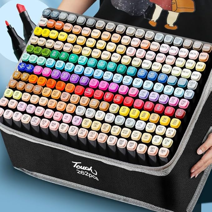 262 Colors Alcohol Markers with Base Art Drawing Markers Set for Adults Painting,Coloring,Sketching, Comics, Illustration- Refillable