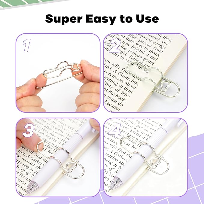 Paper Clip Pen Holder, Metal Pen Clips for Notebook - 16 Pcs Colorful Pen Clip Holder Planner Accessories, Colorful Cute Pen Clips (Only for Pens with a Thickness of Less Than 0.5 Inches)