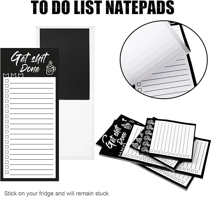 4 Pieces Magnetic Grocery List Pads Magnet to Do List Notepads Magnetic Refrigerator Memo Pad Funny Shopping Reminders Tear off Grocery Notepad, 2 Sizes