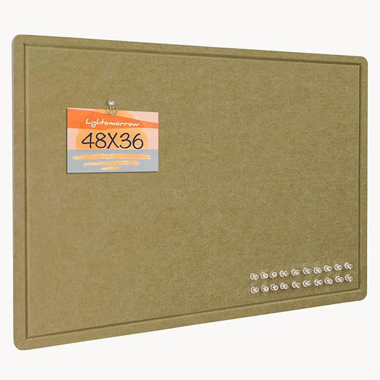 Bulletin Board, 24 x 18 inches Felt Board Decorative Pin Board, Cork Board Alternative for Wall, Foldable Photo Board Self-Adhesive Vision Board Mood Board with 20 Pushpins - Olive