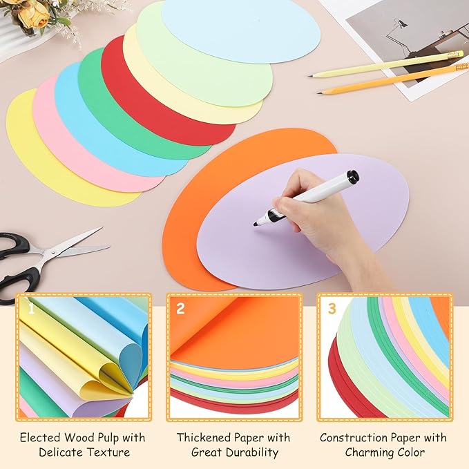 MECCANIXITY 8 Inch Oval Card Stock, 30 Pcs Colored Cutouts Paper Thick Cardstock Coaster for DIY Craft Projects Classroom Bulletin Board Decor, Orange