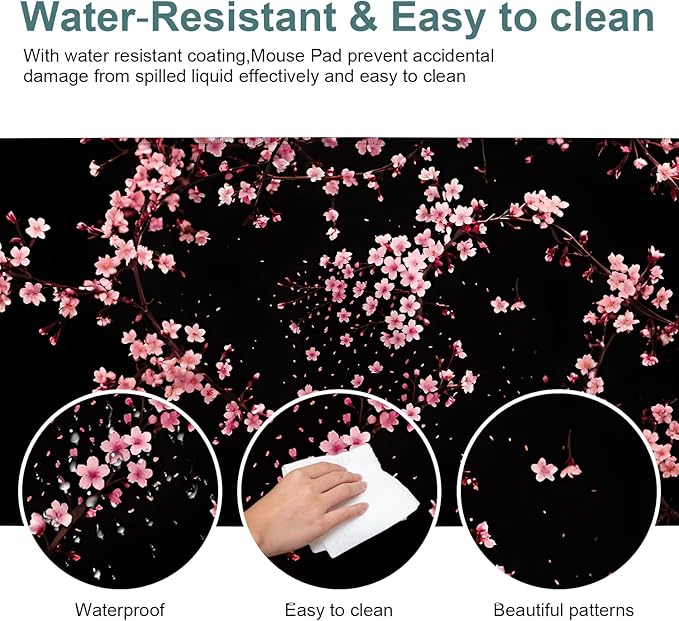 Cherry Blossom Extended Gaming Mouse Pad 35.4 x 15.7 Inch – Japanese-Inspired Desk Mat for Gaming, Office, and Study with Non-Slip Rubber Base