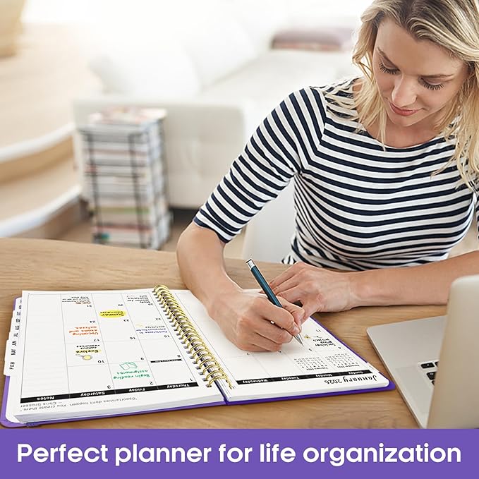 2026 Planner, Weekly and Monthly Calender Planner, Jan 2026 to Dec 2026, Hardcover 2026 Calendar Book with Tabs & Inner Pocket, Office Home School Supplies for Women & Men - A4 (8.5" x 11"), Periwinkle Blue