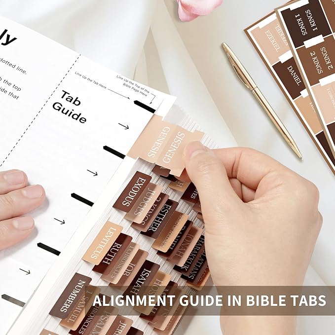Bible Tabs for Women & Men, Laminated Bible Tabs for Study Bible, Large Print Neutral Bible Tabs for Easy Navigation, Bible Index Tabs, 66 Tabs Old & New Testament, Extra 9 Blank Tabs - Bed of Oak