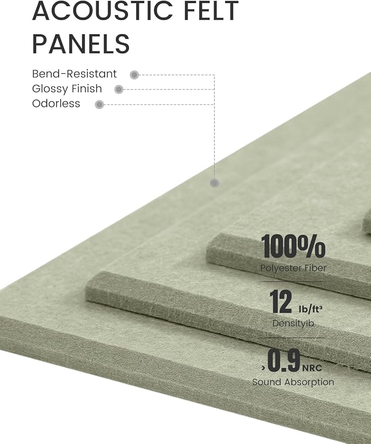 Large Felt Bulletin Board 48" x 36" Cork Board Alternative-12 Pack with 70 Safe Removable Adhesive Tabs, Cork Boards for Walls Felt Board for Home Office Classroom Pin Board - Sage Green