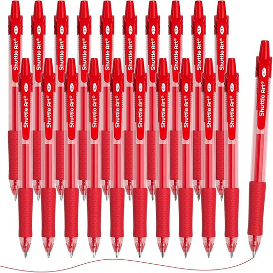 Shuttle Art Red Gel Pens, 20 Pack Retractable 0.7mm Medium Point Rollerball Red Ink Pens Smooth Writing with Comfortable Grip for Writing Journaling Taking Notes Office School Home