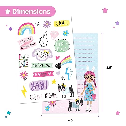 Cute Stationary Set for Girls by Jewelkeeper - 30 Sheets Stationary Letter Paper with 20 Envelopes, Stickers, and Seals - Fun Rainbow Design Letter Writing Kit for Kids - Cool Girls Stationery Set