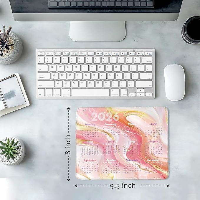 2026 Calendar Desk Pad Mat with Stitched Edges and Non-Slip Rubber Base, Premium-Textured Mouse Pad for Laptop, Computer & PC, Gaming & Working, Waterproof Mousepad