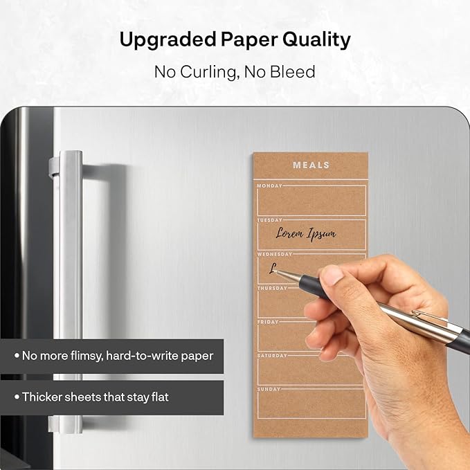 6 Vintage Magnetic Notepads (2 Meal Planner, 2 To-Do List, & 2 Grocery List Pad) – Fridge Notepad Comes With Full Magnetic Back- Shopping List, Daily Task, Food Planner, Refrigerator Notepad, Memo Pads – 3.5 x 7.5 inches