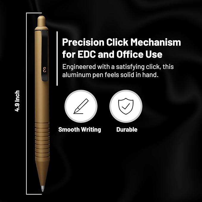 Everyman Military Super Matte Mini Click Pen | Compact Refillable 0.7mm Gel Pen with Premium Grip | Pocket-Size Metal EDC Pen for Travel, Office, Journaling & Everyday Writing
