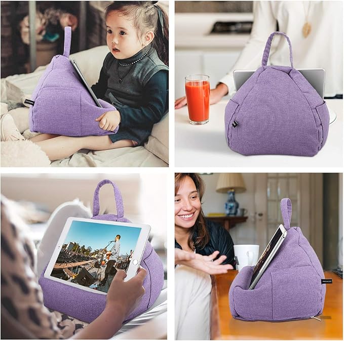 MoKo Tablet Pillow Stand, Lap Pillow Bed Sofa Soft Cushion Holder Xmas Gift for Phones Tablets Up to 11", Fit iPad 10th, iPad Pro 11 2022, iPad mini 6, iPad Air 4/3, Tab S6/S7 11" - Light Purple