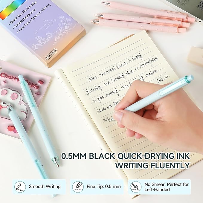 RIANCY Premium Blue Gel Pens - Smooth Writing, Quick Dry, Set of 12 - Ideal for Journaling, Note-Taking, Art Supplies