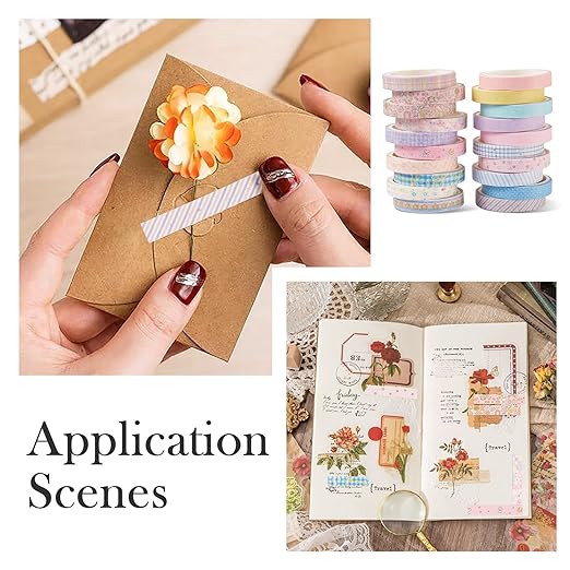 20 Rolls Washi Scrapbook Tape 7mm Pastel Decorative Bible Tape Set Floral Tape Pack Pink Aesthetic Colored Tape Rolls Stickers for Crafts DIY Scrapbook Study Journaling Planner Supplies