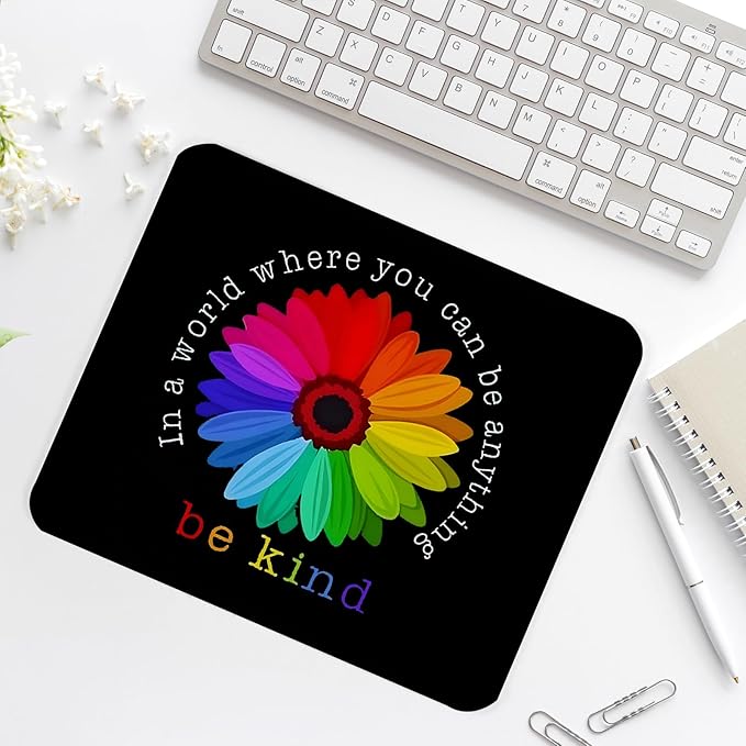 Colorful Flower Square Mouse Pad,Non-Slip Rubber Base Mouse Pad,Home Office Decoration Desktop Accessory,Laptop Mouse Pad for Office Laptops, 9.4x7.8x0.12inch.