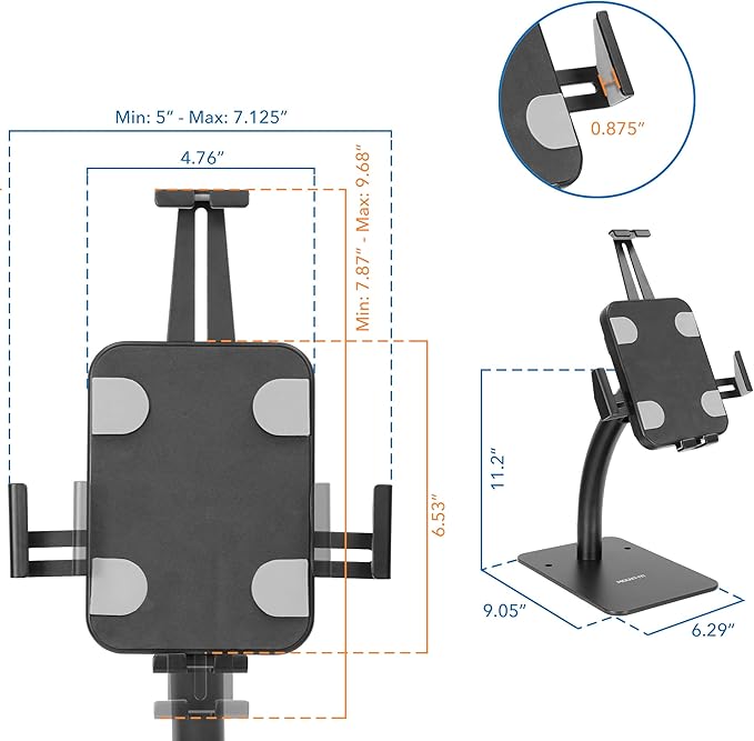 Mount-It! Anti-Theft Tablet Kiosk Countertop Stand, Universal Retail POS Tablet Stand for 7.9"–11" iPad & Samsung Tablets, 360° Rotation & Bolt-Down Base, Black
