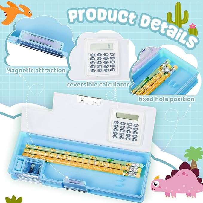 Henoyso Multifunctional Pencil Box for Boys Car Pencil Case with Calculator and Sharpener Cool Cute Pencilcase School Supplies Essentials Christmas Birthday Gift Present for Kids Teens