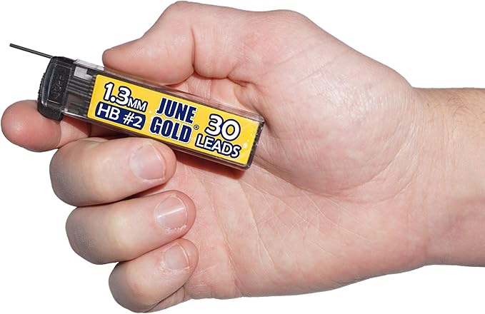 June Gold 120 Pieces, 1.3 mm HB #2 Lead Refills, 30 Pieces Per Dispenser, Medium Bold Thickness, Break Resistant Lead/Graphite (Pack of 4 Dispensers)