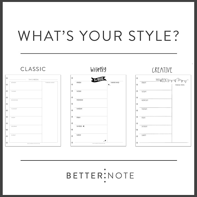 BetterNote Keeping Track Refill Pages for Discbound Notebook, Habit Tracker, Fits Disc TUL, Daily Weekly To Do, Happy Planner, ARC, Levenger Circa, Talia (Modern- 12 months, 8-Disc, 5.5"x8.5")