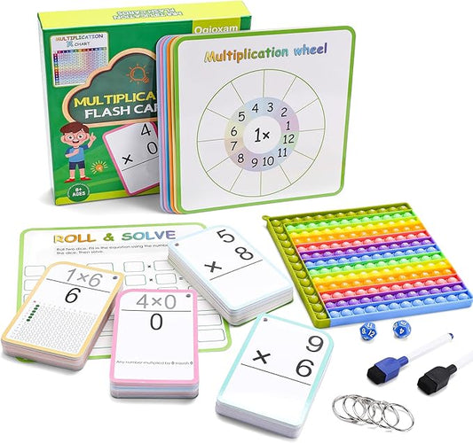 Multiplication Flash Cards 3rd Grade Math Flash Cards 2nd Grade, Fun Math Games for Kids 8-12, Homeschool Math Manipulatives